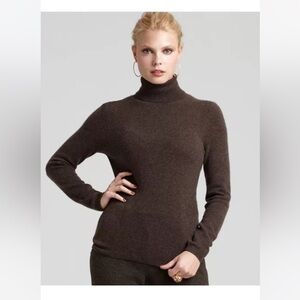 Kinross Brown Turtleneck Knit Sweater 100% Cashmere Cozy Luxury Lounge Neutral